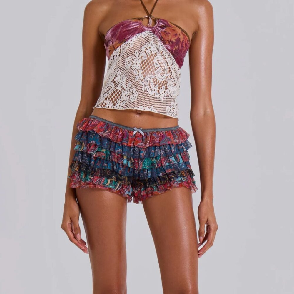 Jaded London Paisley Rhea Mesh Bloomer Shorts